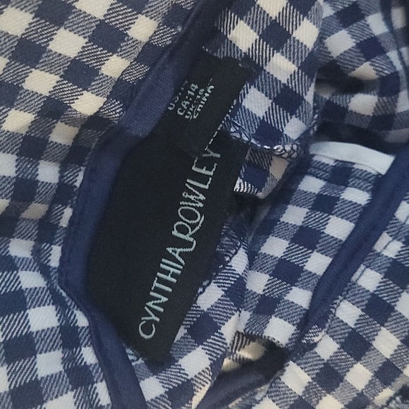 Cynthia Rowley Navy Blue White Check Pants - Picture 5 of 5